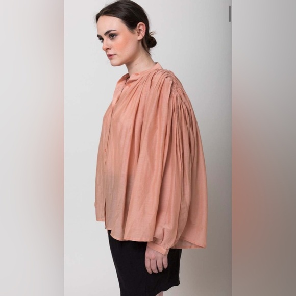 NWT! V.DE.VINSTER Size L • Powder Pink Lily Boho Button Down Blouse Top. - Picture 2 of 7